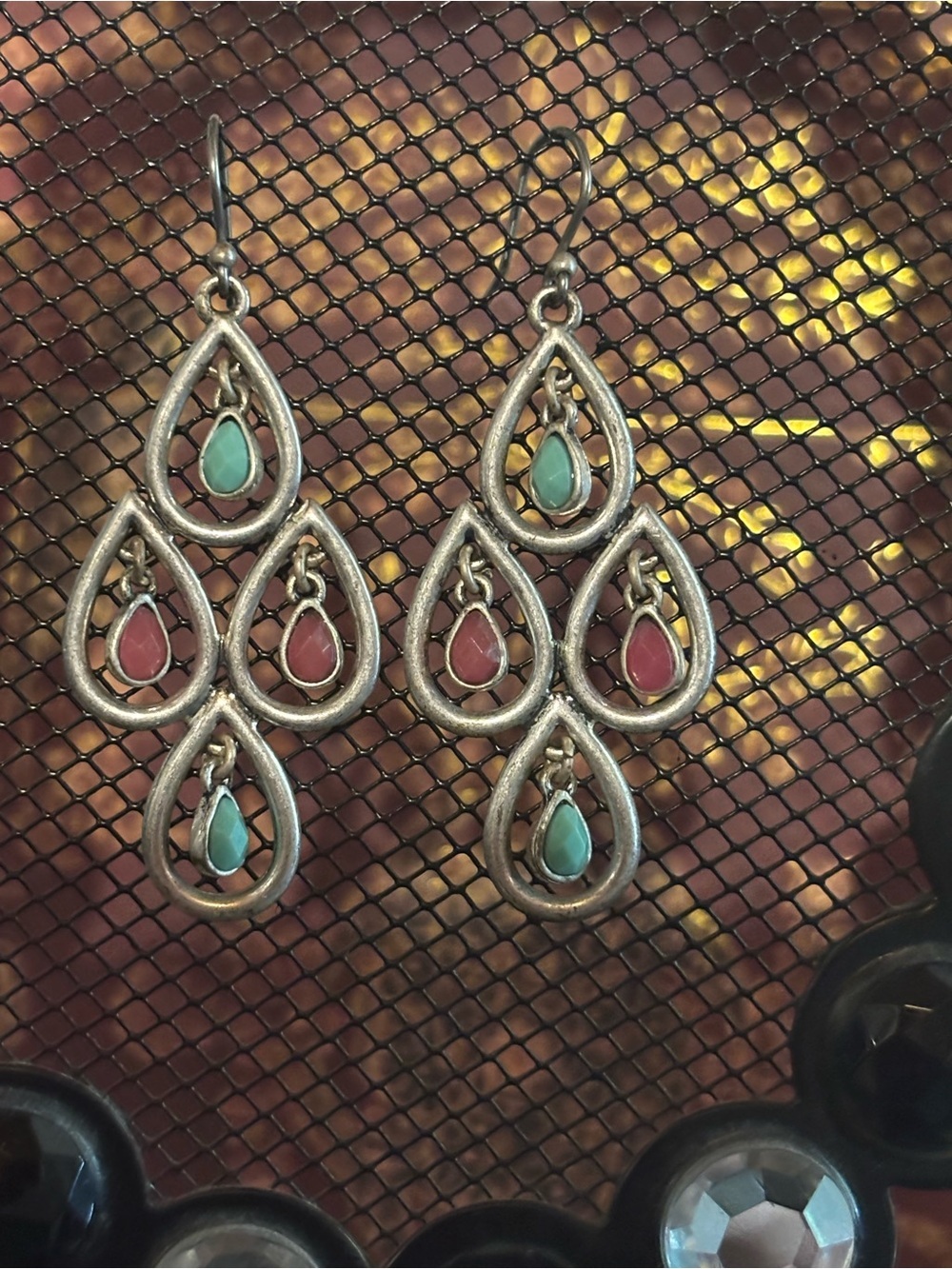 Vintage Boho Chandelier Earrings | Silver Tone Teardrop Dangle Earrings
